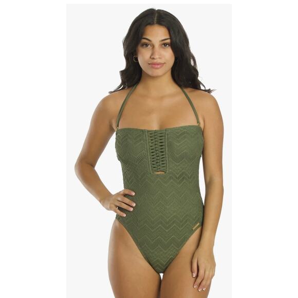 Vince Camuto Crochet Lace Bandeau One Piece Swimsuit 4 NWOT - Picture 4 of 10